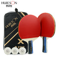Huieson 2Pcs/Set Classic 5 Ply Solid Wood Table Tennis Rackets Double Face Pimples-in Rubber Table Tennis Bats for Teenagers